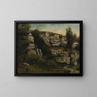 Gustave Courbet - Landscape with Rocky Cliffs and a Waterfall.webp