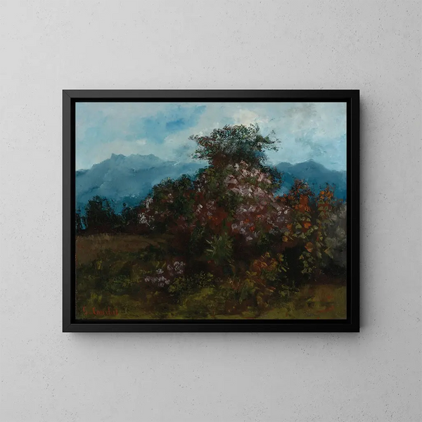 Landschap met bloeiende berg - Gustave Courbet — ingelijst kunstwerk aan de muur