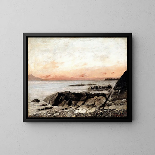 Zonsondergang in Vevey, Zwitserland - Gustave Courbet — ingelijst kunstwerk aan de muur