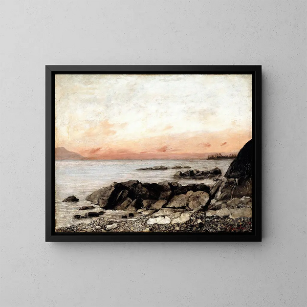 Zonsondergang in Vevey, Zwitserland - Gustave Courbet — ingelijst kunstwerk aan de muur