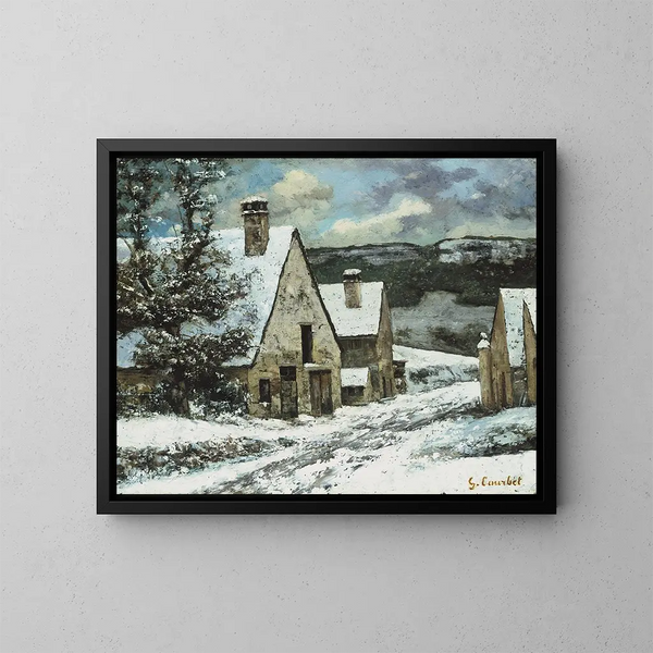 Bord de village en hiver - Gustave Courbet — ingelijst kunstwerk aan de muur