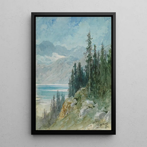 Vue sur le lac Léman près de Montreux - Gustave Doré — ingelijst kunstwerk aan de muur