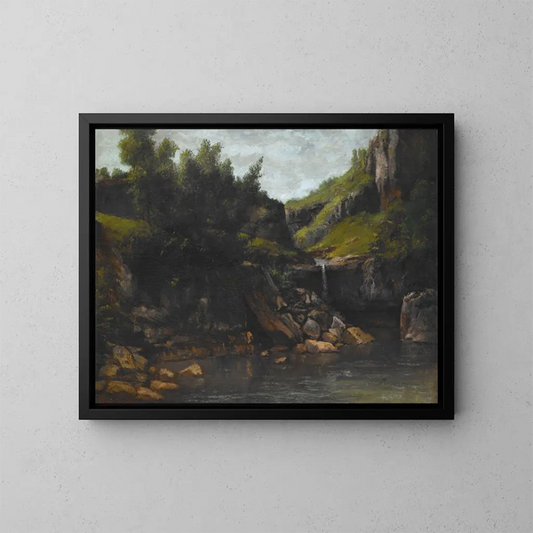 Cascade dans un paysage rocheux - Gustave Doré — framed artwork on a wall