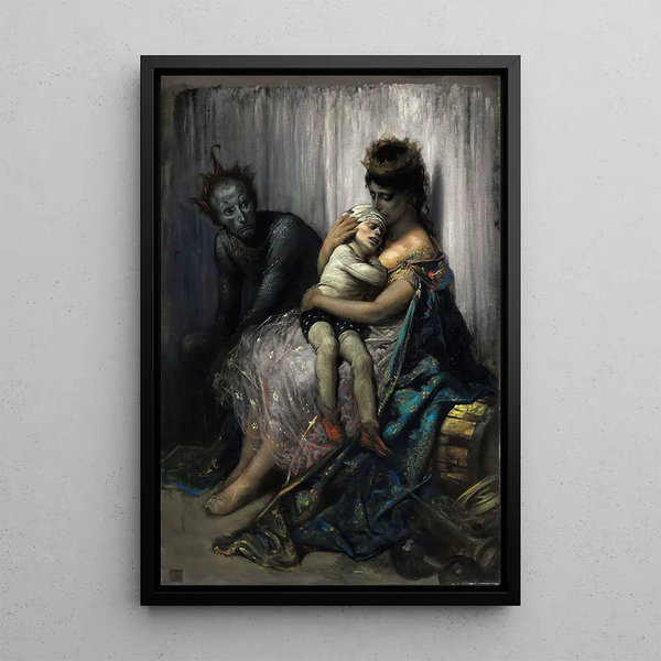 La famille du saltimbanque l'enfant blessé - Gustave Doré — ingelijst kunstwerk aan de muur