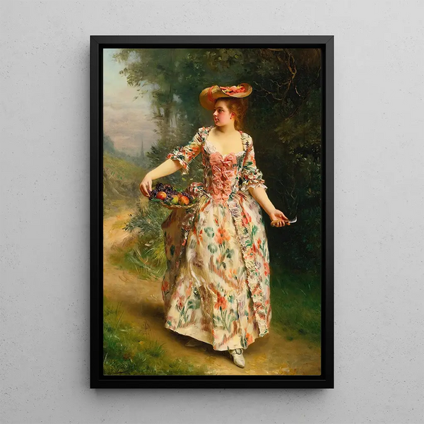 Promenade dans le parc - Gustave Jean Jacquet — framed artwork on a wall