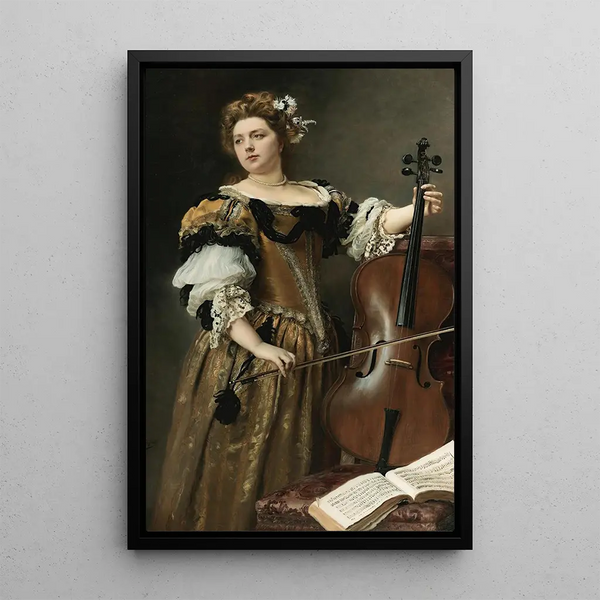 The Cellist - Gustave Jean Jacquet — framed artwork on a wall