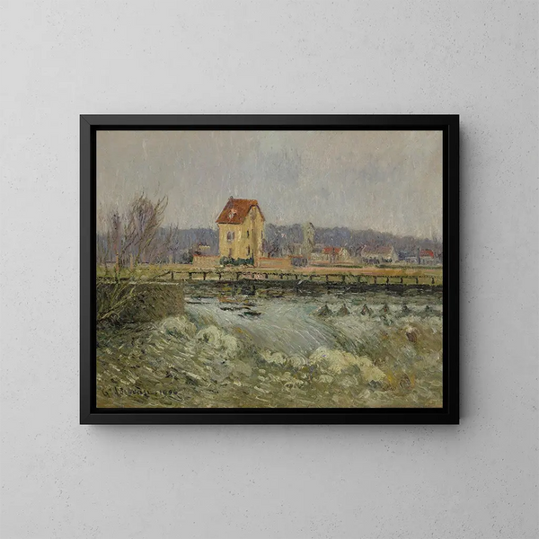 Pontoise Waterkering - Gustave Loiseau — ingelijst kunstwerk aan de muur