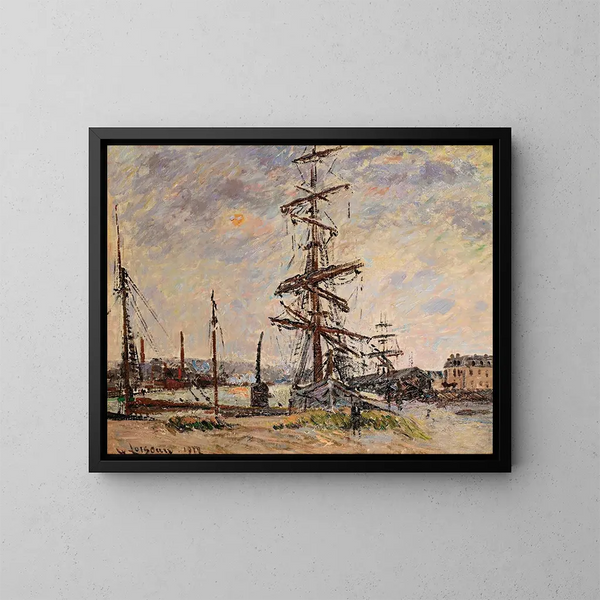 van Bateaux au quai au Havre - Gustave Loiseau — ingelijst kunstwerk aan de muur