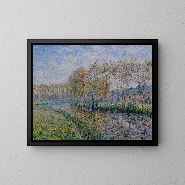 De oevers van de Eure 's ochtends in Saint-Cyr-du-Vaudreuil - Gustave Loiseau — ingelijst kunstwerk aan de muur
