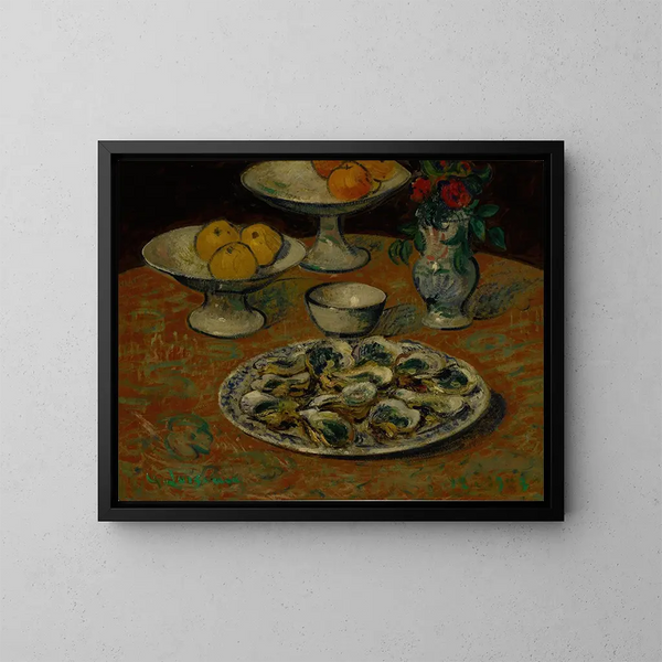 Natuurstudie met oesters, fruit en bloemen - Gustave Loiseau — ingelijst kunstwerk aan de muur