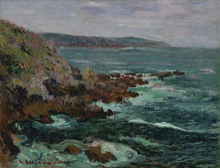 Gustave Loiseau - Rochers dominant la mer en Bretagne.webp