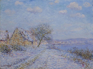 Tournedos sur Seine, sneeuw, rijp, zon - Gustave Loiseau — weergave van het kunstwerk