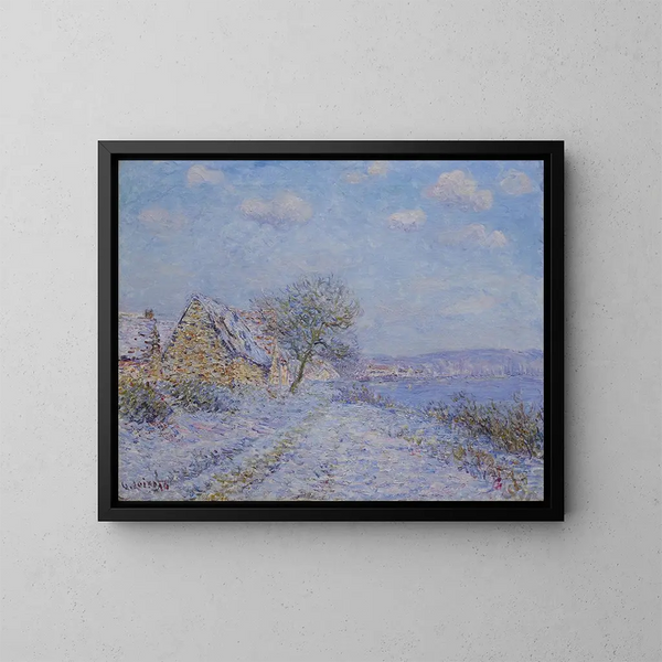 Tournedos sur Seine, sneeuw, rijp, zon - Gustave Loiseau — ingelijst kunstwerk aan de muur