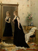 voor de spiegel - Gustave Léonard de Jonghe — weergave van het kunstwerk