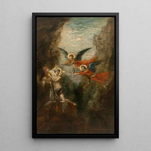 Saint in the Desert - Gustave Moreau — framed artwork on a wall