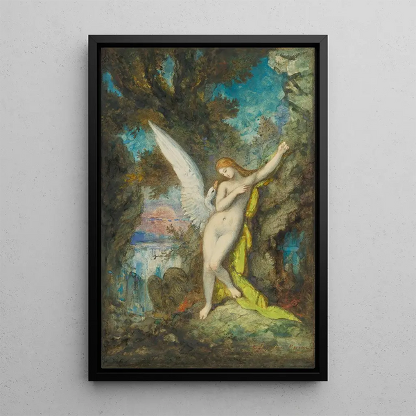 Leda and the Swan - Gustave Moreau — framed artwork on a wall