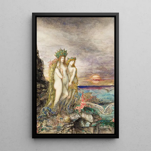Les Sirènes - Gustave Moreau — framed artwork on a wall