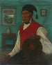 van een Elsass boeren schilderij met een rood vest - Gustave Stoskopf — weergave van het kunstwerk