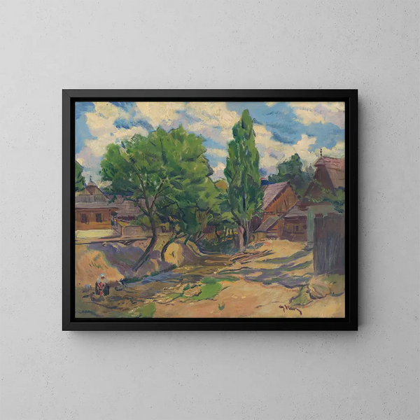 Landscape with Houses - Gustav Mahler — framed artwork on a wall