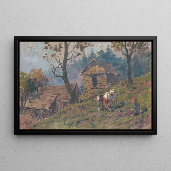 Dicht bij de schaapsboerderij - Gustav Mahler — ingelijst kunstwerk aan de muur