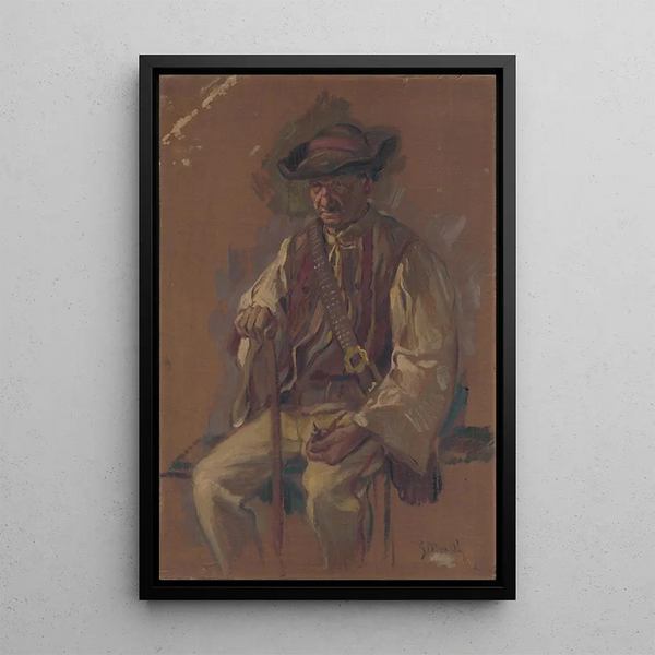 Portrait of a man standing in traditional costume - Gustav Mahler — framed artwork on a wall