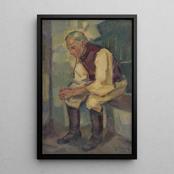 Study of an Old Man Sitting - Gustav Mahler — framed artwork on a wall