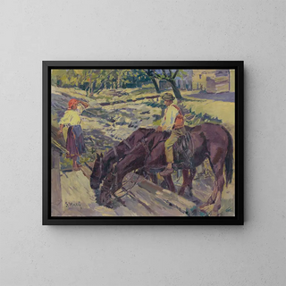 Bewateringsproces van paarden - Gustav Mahler — ingelijst kunstwerk aan de muur