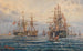 L'empereur François-Joseph Ier aan boord van het schip casemateschilderij Archiduc Albrecht - György Greguss — weergave van het kunstwerk