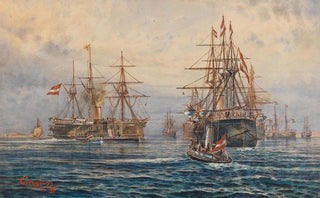 Gyrgy Greguss - Emperor Francis Joseph I on board the casemate ship Archduke Albrecht.webp