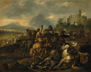 Een cavalerieslag - Gysbert Verhoek — weergave van het kunstwerk