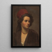 Portrait of a girl with a red scarf - Gyula Benczúr — framed artwork on a wall