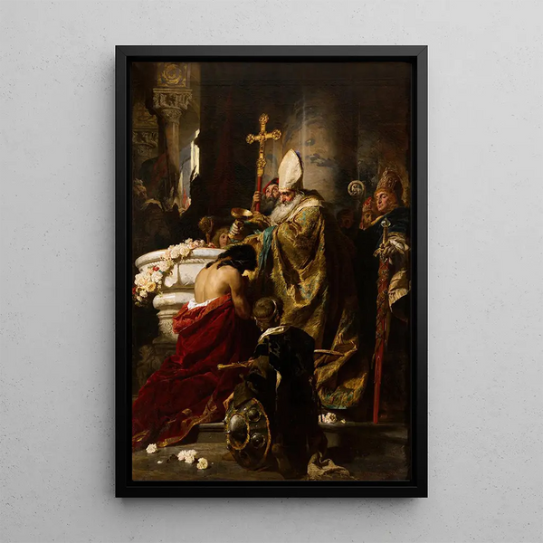 The Baptism of Vajk - Gyula Benczúr — framed artwork on a wall