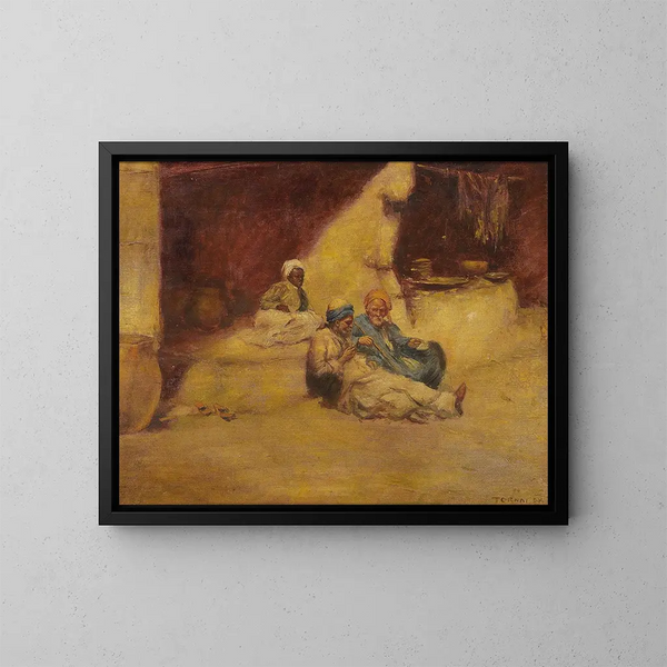 Oriental Street Scene - Gyula Tornai — framed artwork on a wall