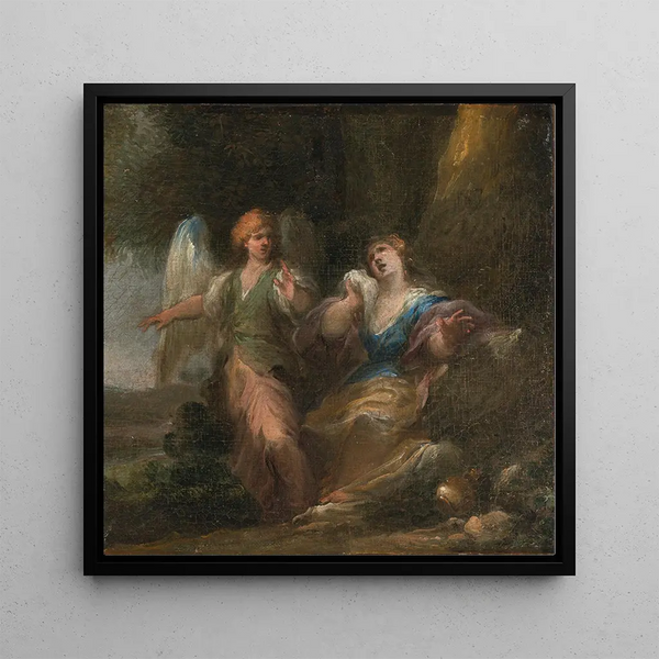 HAGAR ET L'ANGE DANS UNE CAVE - École italienne