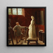 HW Bissen die zijn standbeeld van Johanne Louise Heiberg bewondert - Edvard Bentzen — ingelijst kunstwerk aan de muur