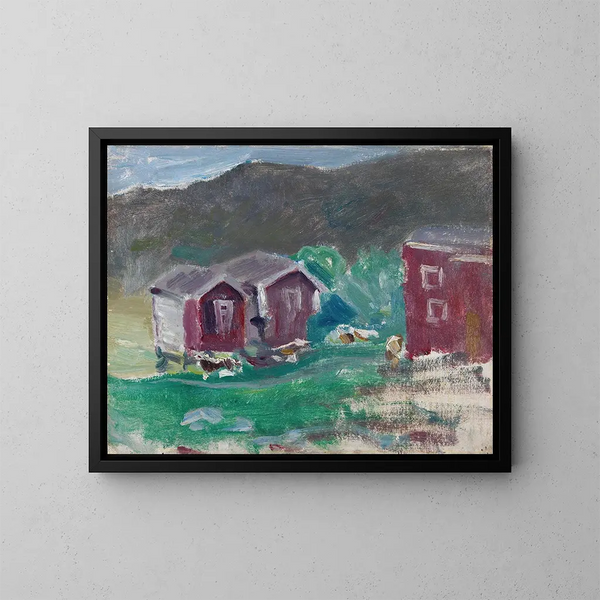 Sketch of the farm in Telemark - Halfdan Egedius — framed artwork on a wall