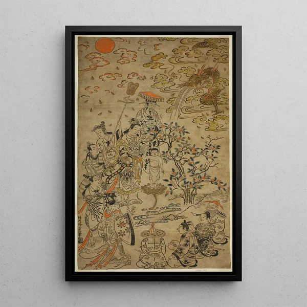 Naissance du Bouddha - Hanegawa Chinchō — ingelijst kunstwerk aan de muur