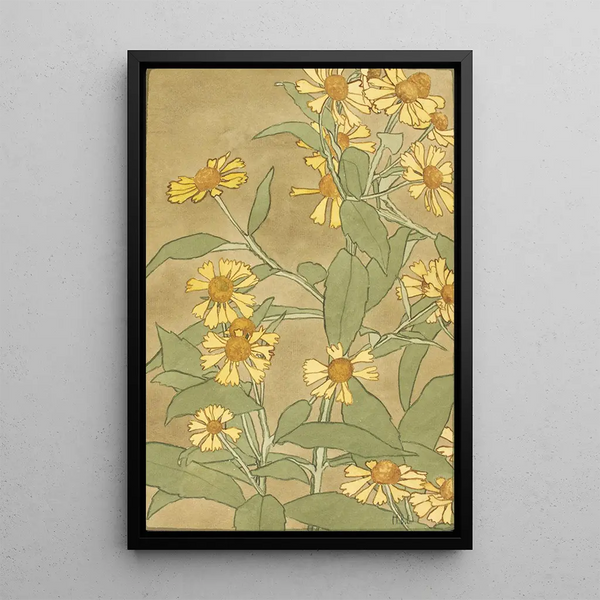 Marguerites au centre orange et pétales jaunes - Hannah Borger Overbeck — framed artwork on a wall