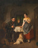 Jager in een taverne met zijn Spitz-hond - Hanno Rhomberg — weergave van het kunstwerk