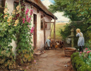 vooraan het boerenerf - Hans Andersen Brendekilde — weergave van het kunstwerk
