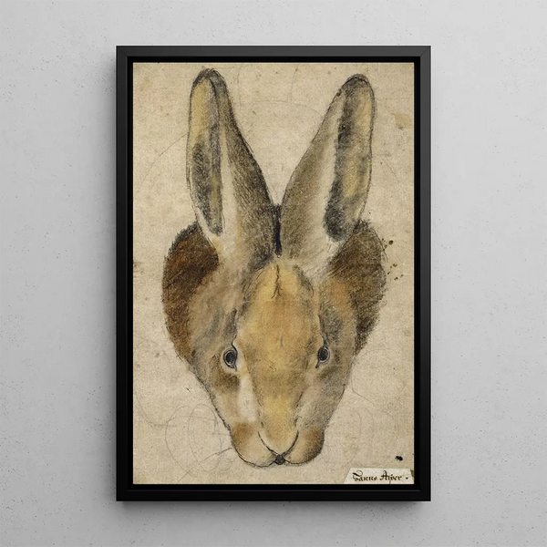 Lièvre de face - Hans Asper — ingelijst kunstwerk aan de muur