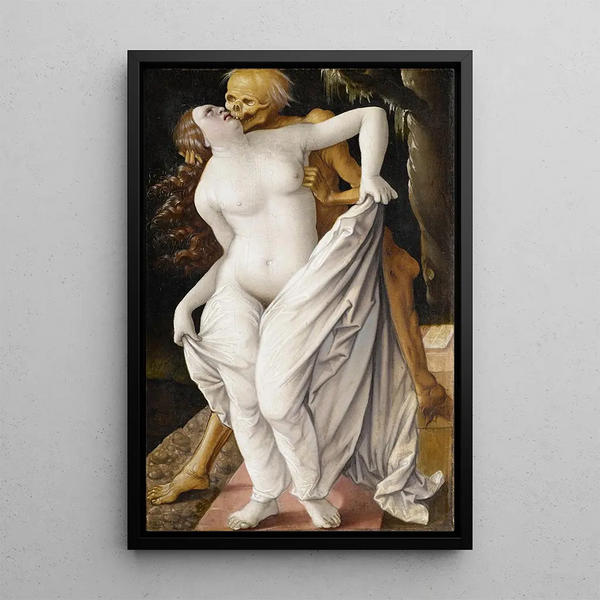 De Dood en de Vrouw - Hans Baldung — ingelijst kunstwerk aan de muur