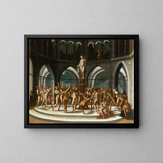 Dansen rond het standbeeld van Venus - Hans Bock de Oudere — ingelijst kunstwerk aan de muur