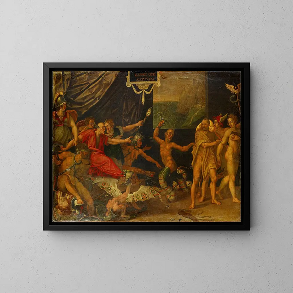 La Calomnie d'Apelle - Hans Bock l'Ancien — framed artwork on a wall