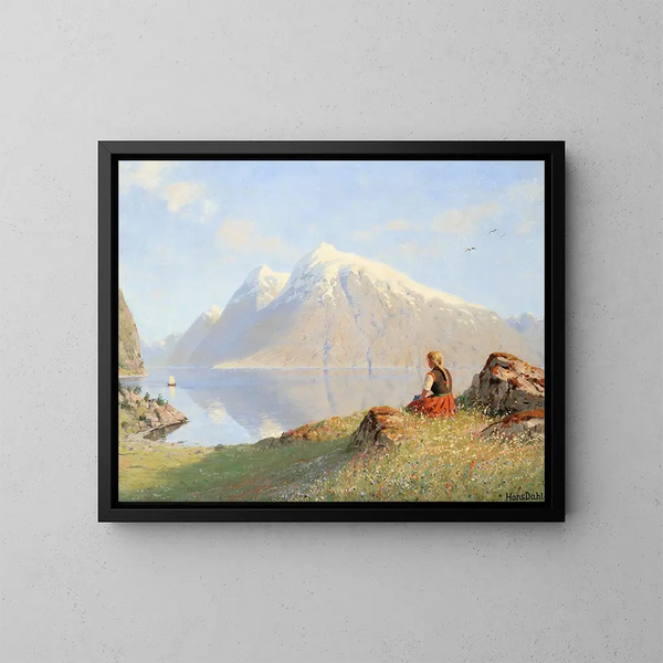 Summer in the Fjords - Hans Dahl — framed artwork on a wall