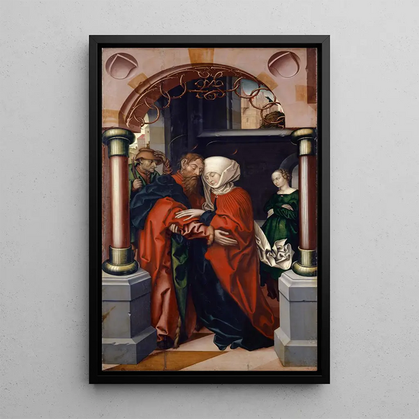 Joachim and Anne at the Golden Gate - Hans Fries — framed artwork on a wall