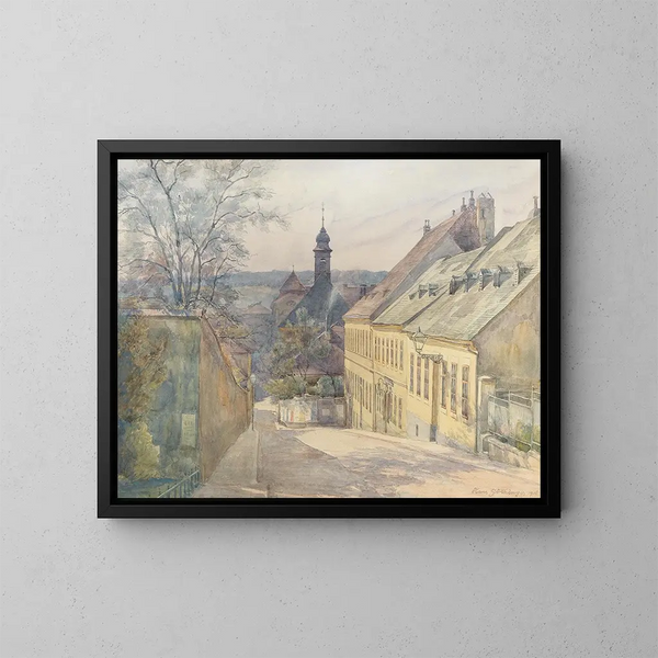 Vue de la Diesterweggasse et de la chapelle Saint-Roch à Penzing - Hans Götzinger — framed artwork on a wall