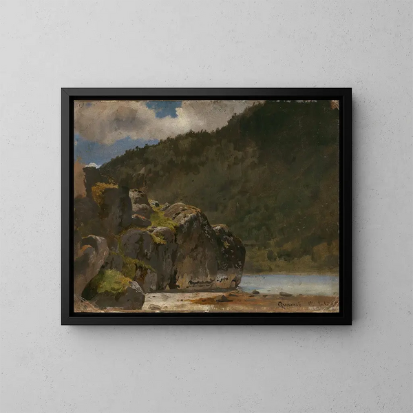 Kvamsy in Sognefjord - Hans Gude — framed artwork on a wall
