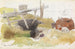 Plaats van wassen op het strand van Feste - Hans Gude — weergave van het kunstwerk