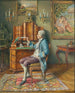 binnenhuis met papegaai - Hans Hamza — weergave van het kunstwerk